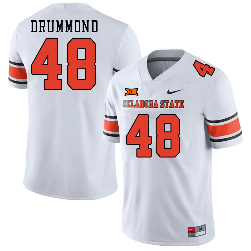 Men #48 Bryce Drummond Oklahoma State Cowboys College Football Jerseys Stitched-White - Click Image to Close
